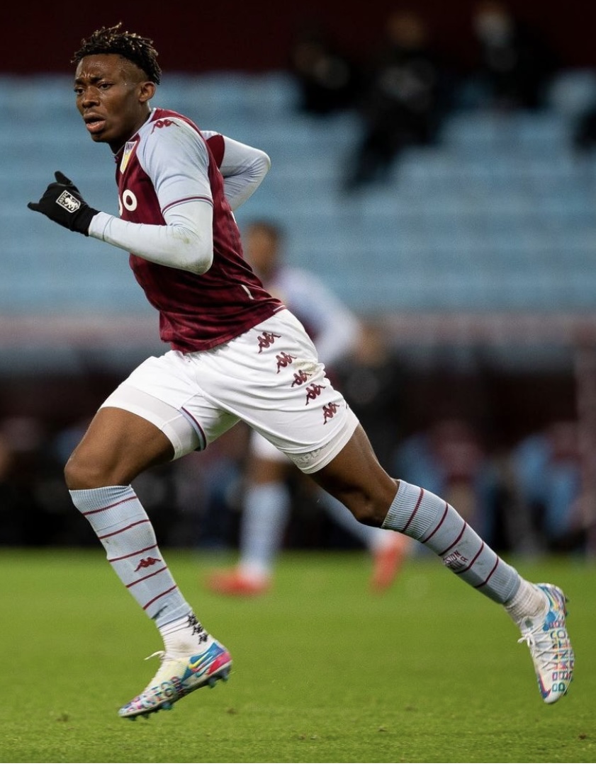 Chisom Afoka playing for Aston Villa