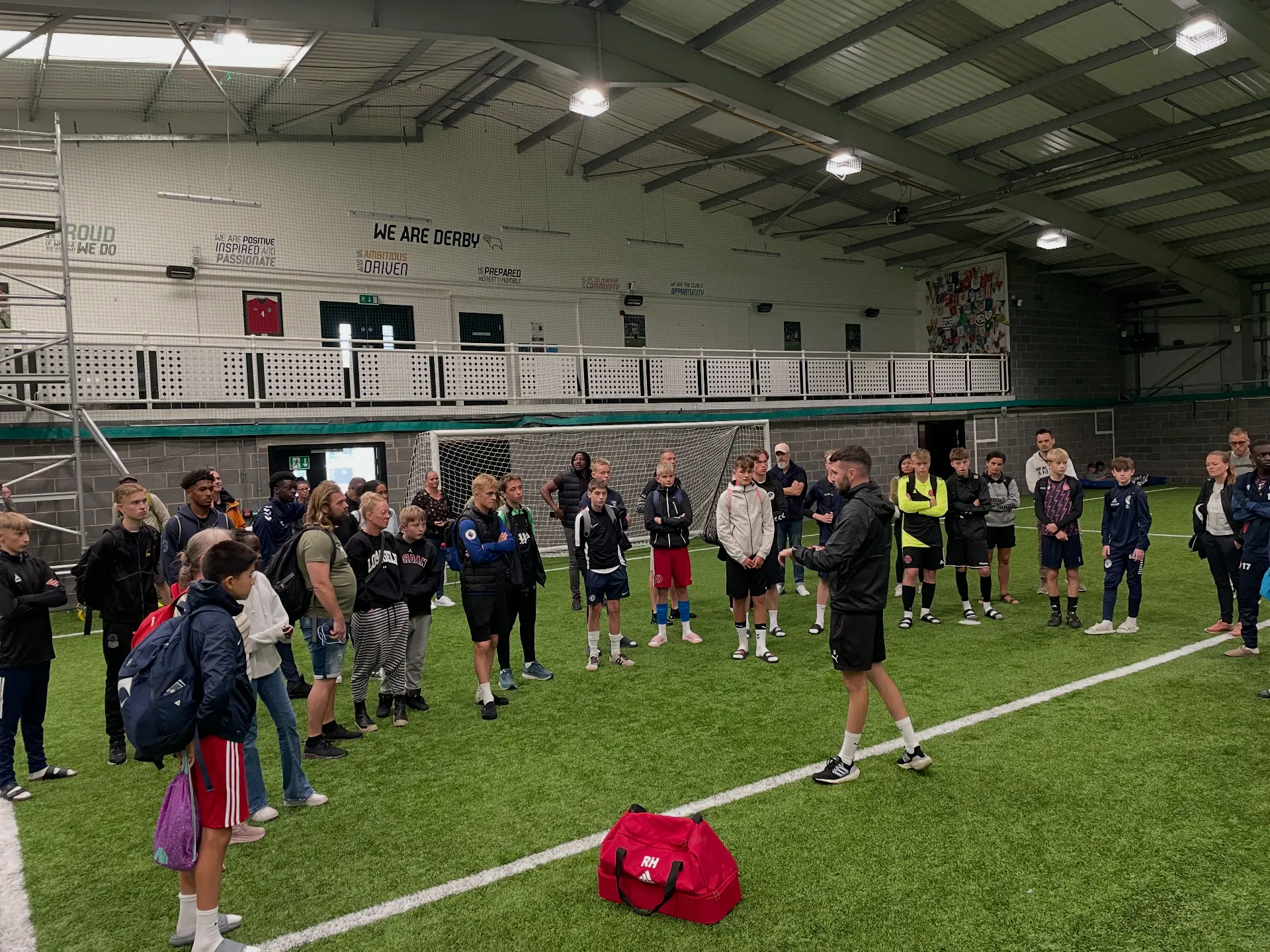 Academy Insider players attending a session inside Derby County's training facility